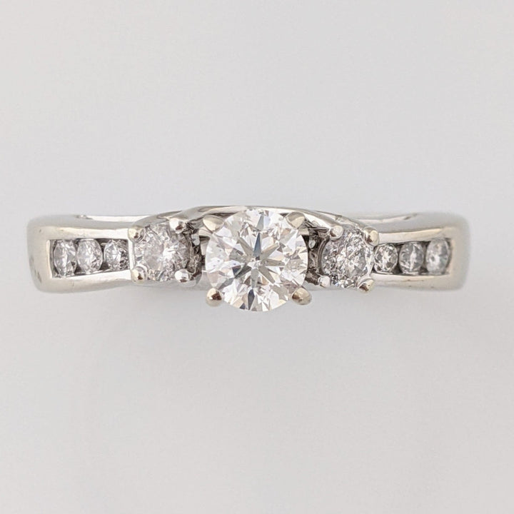 14K WHITE .53 CARAT TOTAL WEIGHT I1 G DIAMOND ROUND (9) ESTATE RING AND WRAP SET 4.0 GRAMS