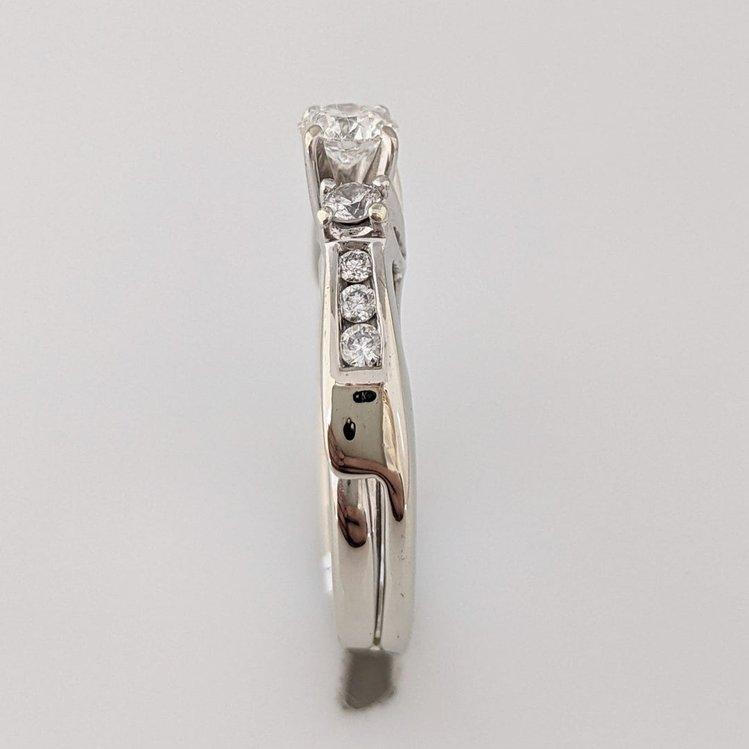 14K WHITE .53 CARAT TOTAL WEIGHT I1 G DIAMOND ROUND (9) ESTATE RING AND WRAP SET 4.0 GRAMS