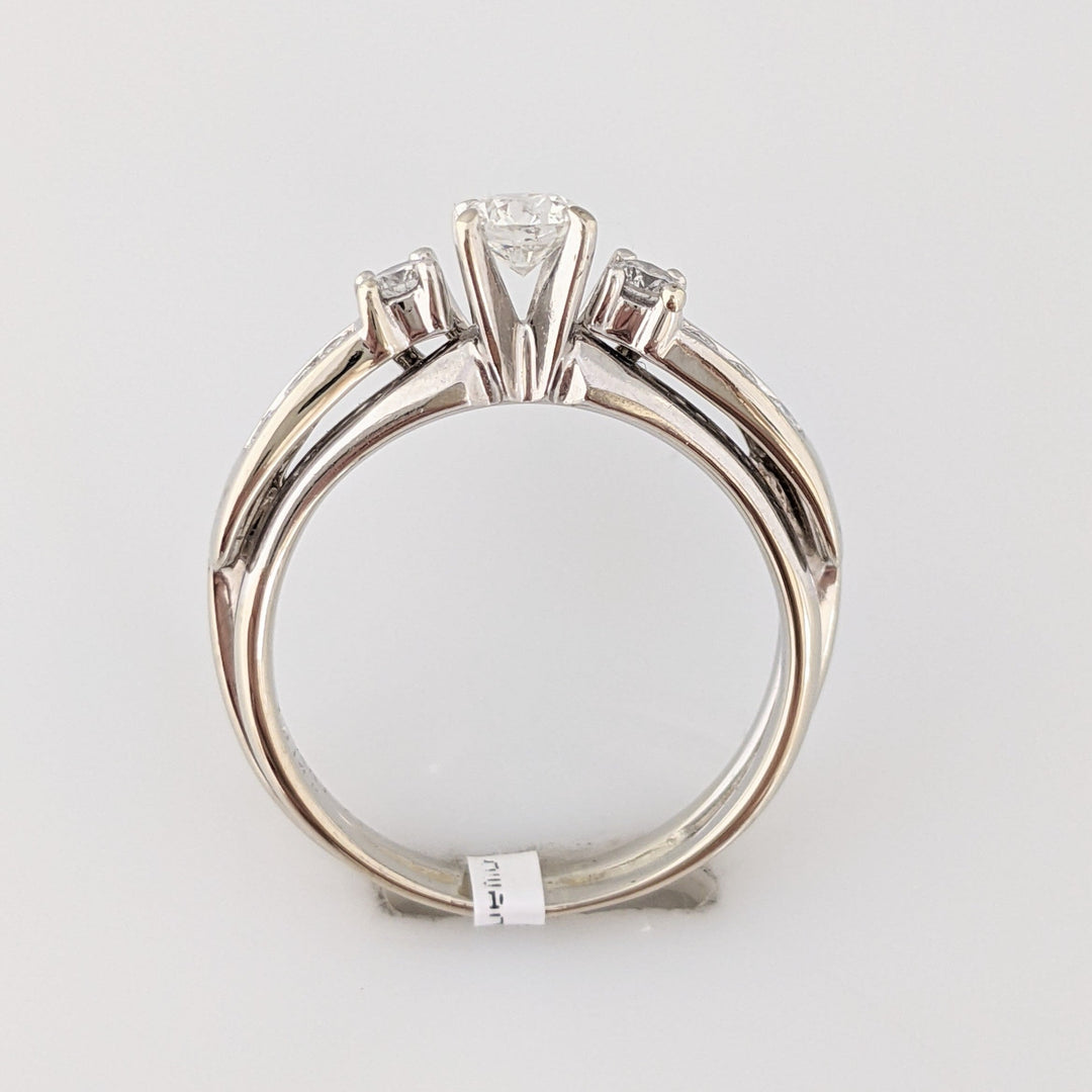 14K WHITE .53 CARAT TOTAL WEIGHT I1 G DIAMOND ROUND (9) ESTATE RING AND WRAP SET 4.0 GRAMS