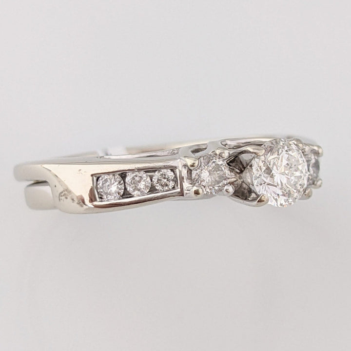 14K WHITE .53 CARAT TOTAL WEIGHT I1 G DIAMOND ROUND (9) ESTATE RING AND WRAP SET 4.0 GRAMS