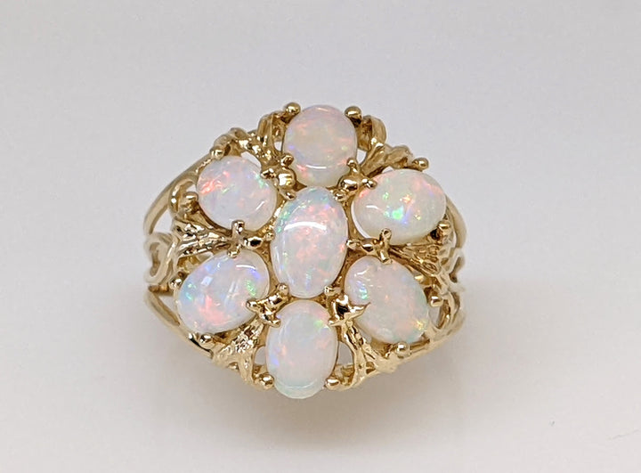 10K OPAL  OVAL (7) 4X6 ESTATE CLUSTER RING 3.8 GRAMS