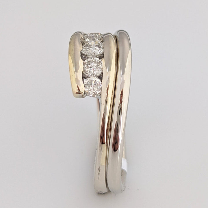 14K TWO-TONE .56 CARAT TOTAL WEIGHT I1 I DIAMOND ROUND (5) BYPASS ESTATE BAND 5.8 GRAMS