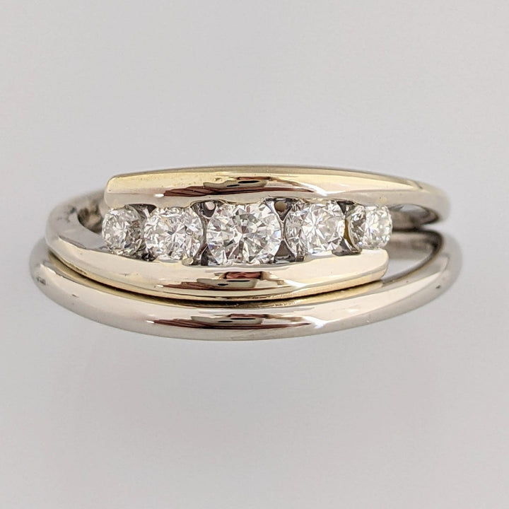 14K TWO-TONE .56 CARAT TOTAL WEIGHT I1 I DIAMOND ROUND (5) BYPASS ESTATE BAND 5.8 GRAMS