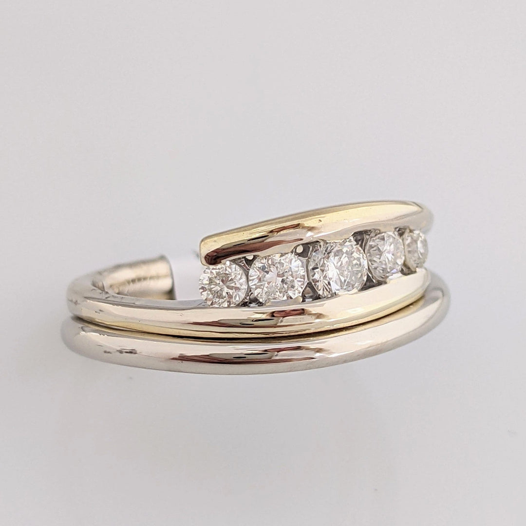 14K TWO-TONE .56 CARAT TOTAL WEIGHT I1 I DIAMOND ROUND (5) BYPASS ESTATE BAND 5.8 GRAMS