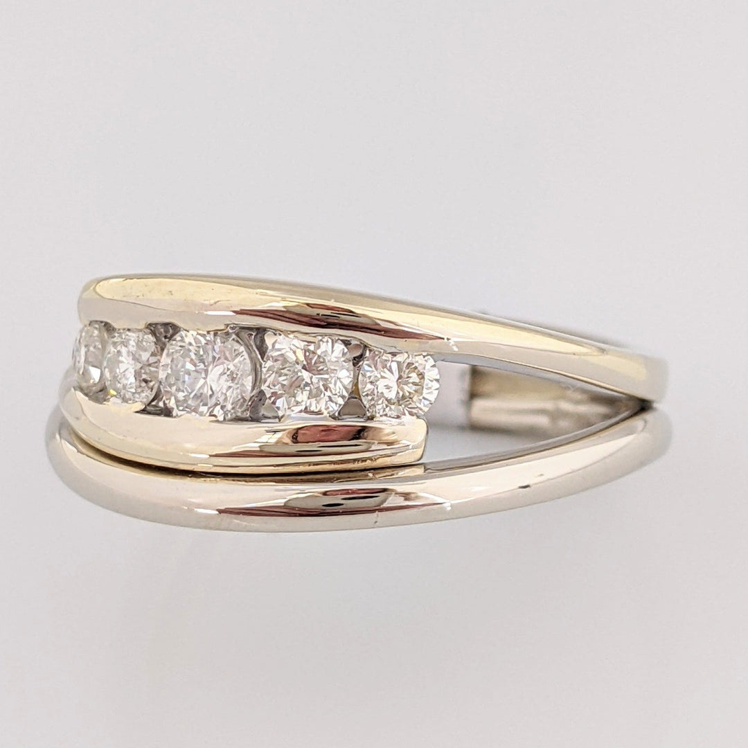 14K TWO-TONE .56 CARAT TOTAL WEIGHT I1 I DIAMOND ROUND (5) BYPASS ESTATE BAND 5.8 GRAMS