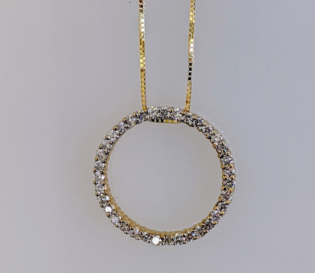 14K .54 CARAT TOTAL WEIGHT I1 H DIAMOND ROUND (36) ESTATE PENDANT AND CHAIN 4.8 GRAMS