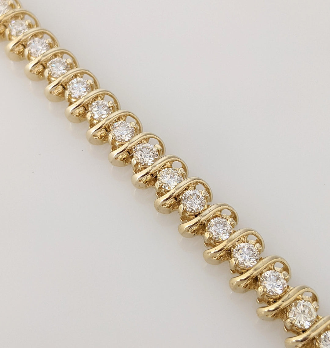 14K 5.75 CARAT TOTAL WEIGHT SI1-SI2 H-I DIAMOND ROUND (36) ESTATE BRACELET 21.7 GRAMS