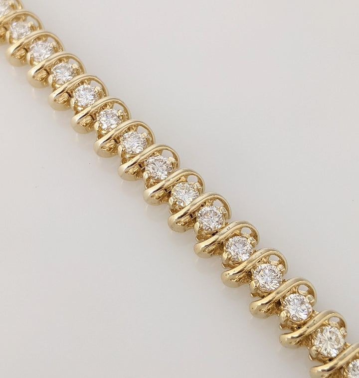 14K 5.75 CARAT TOTAL WEIGHT SI1-SI2 H-I DIAMOND ROUND (36) ESTATE BRACELET 21.7 GRAMS