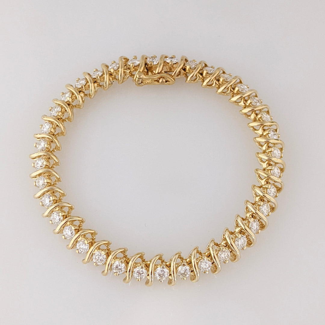 14K 5.75 CARAT TOTAL WEIGHT SI1-SI2 H-I DIAMOND ROUND (36) ESTATE BRACELET 21.7 GRAMS