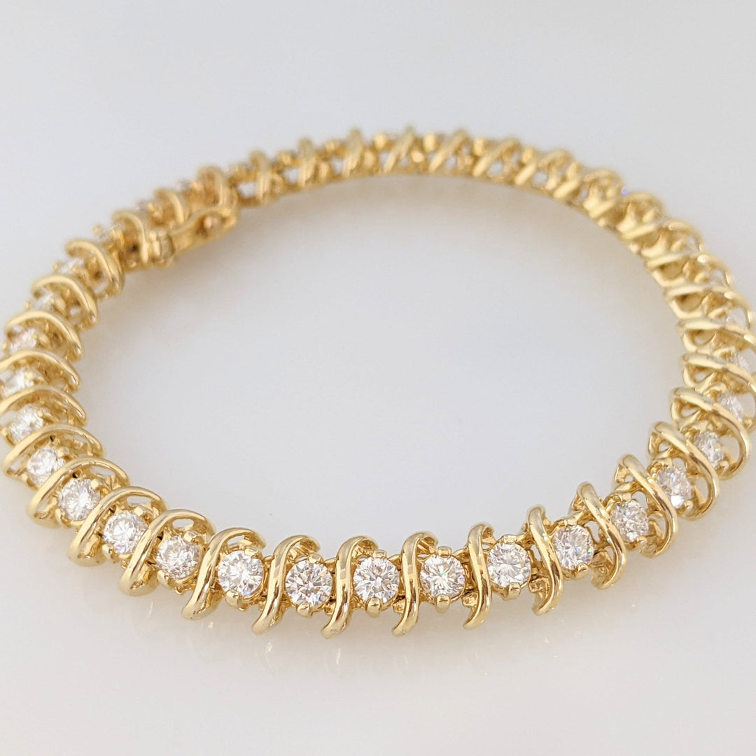 14K 5.75 CARAT TOTAL WEIGHT SI1-SI2 H-I DIAMOND ROUND (36) ESTATE BRACELET 21.7 GRAMS