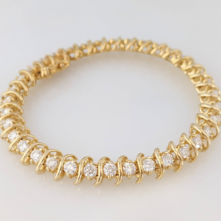 14K 5.75 CARAT TOTAL WEIGHT SI1-SI2 H-I DIAMOND ROUND (36) ESTATE BRACELET 21.7 GRAMS