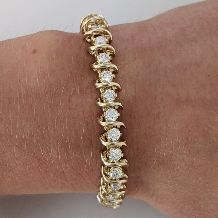 14K 5.75 CARAT TOTAL WEIGHT SI1-SI2 H-I DIAMOND ROUND (36) ESTATE BRACELET 21.7 GRAMS