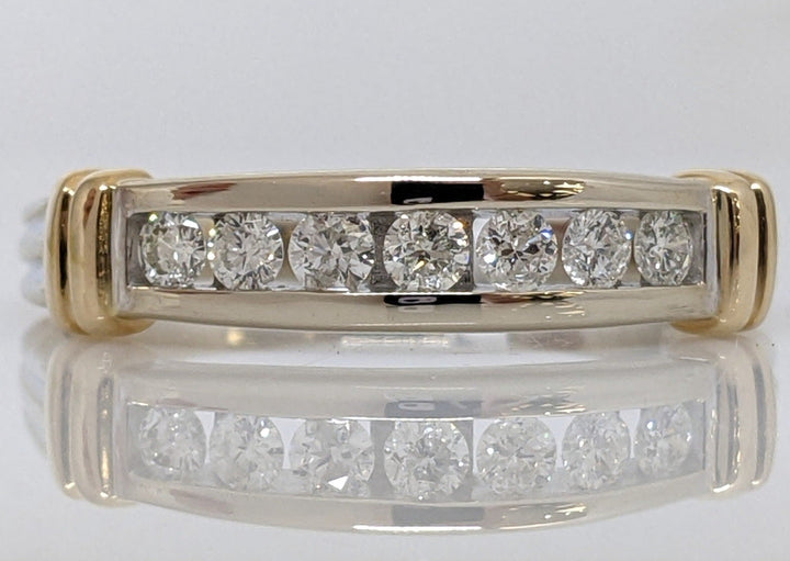 14K TWO-TONE .50 CARAT TOTAL WEIGHT I1 G DIAMOND ROUND (7) ESTATE CHANNEL SET BAND 6.0 GRAMS