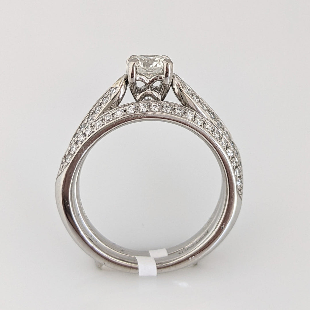 PALLADIUM .83 CARAT TOTAL WEIGHT I1 H DIAMOND ROUND (81) ESTATE RING/BAND SET 5.9 GRAMS