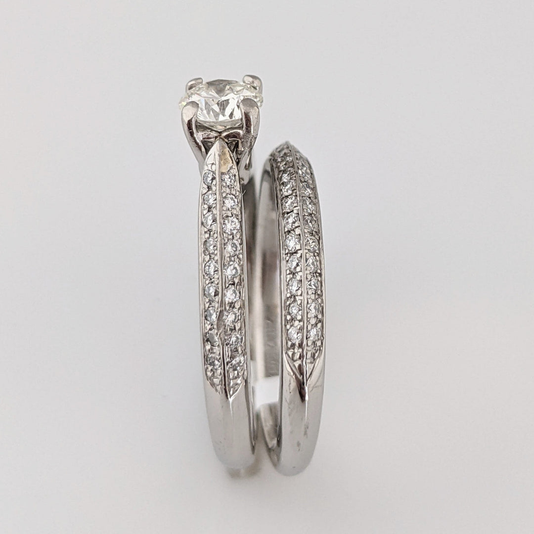 PALLADIUM .83 CARAT TOTAL WEIGHT I1 H DIAMOND ROUND (81) ESTATE RING/BAND SET 5.9 GRAMS