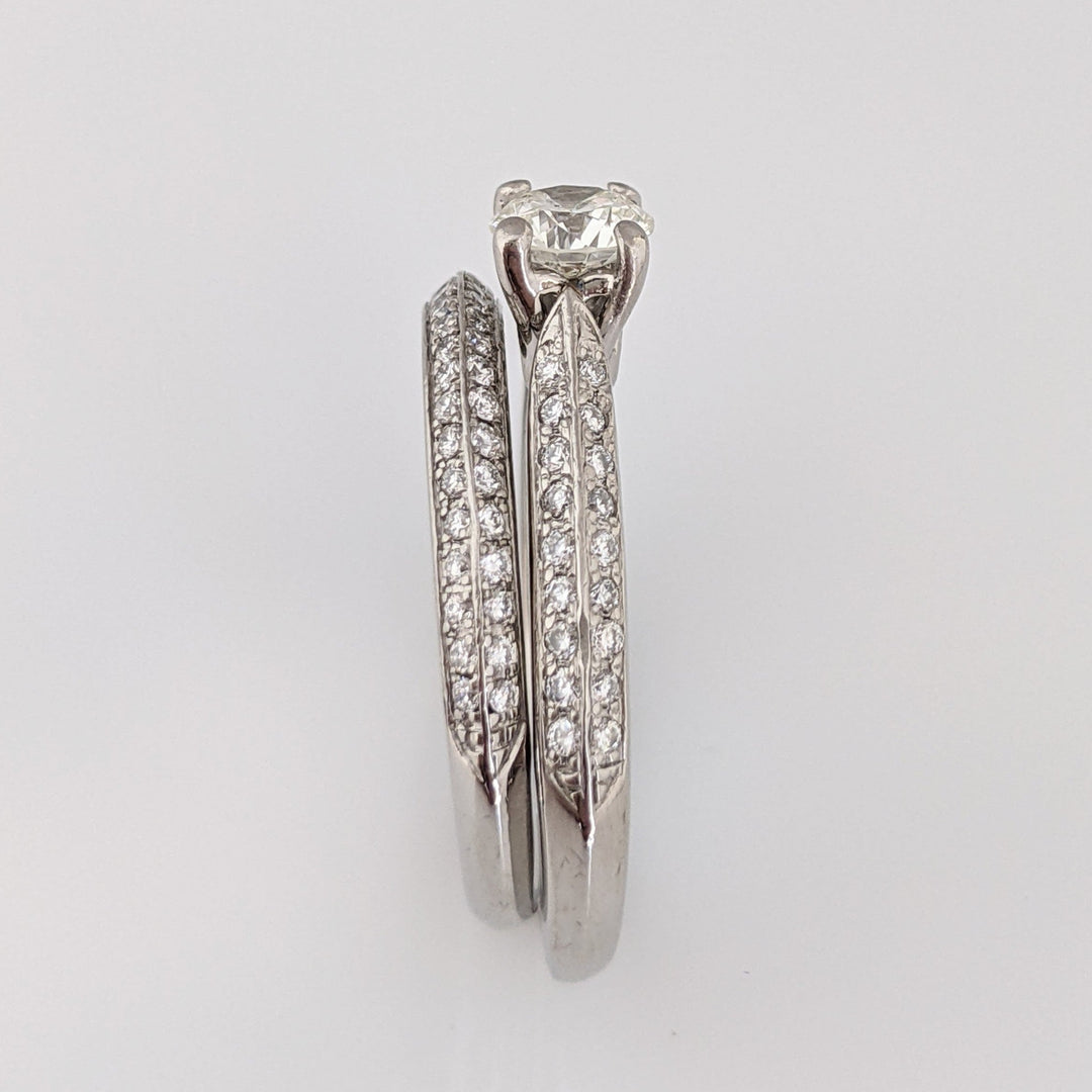 PALLADIUM .83 CARAT TOTAL WEIGHT I1 H DIAMOND ROUND (81) ESTATE RING/BAND SET 5.9 GRAMS
