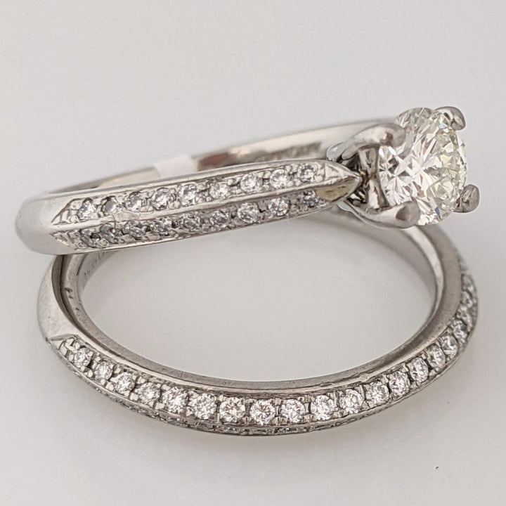 PALLADIUM .83 CARAT TOTAL WEIGHT I1 H DIAMOND ROUND (81) ESTATE RING/BAND SET 5.9 GRAMS
