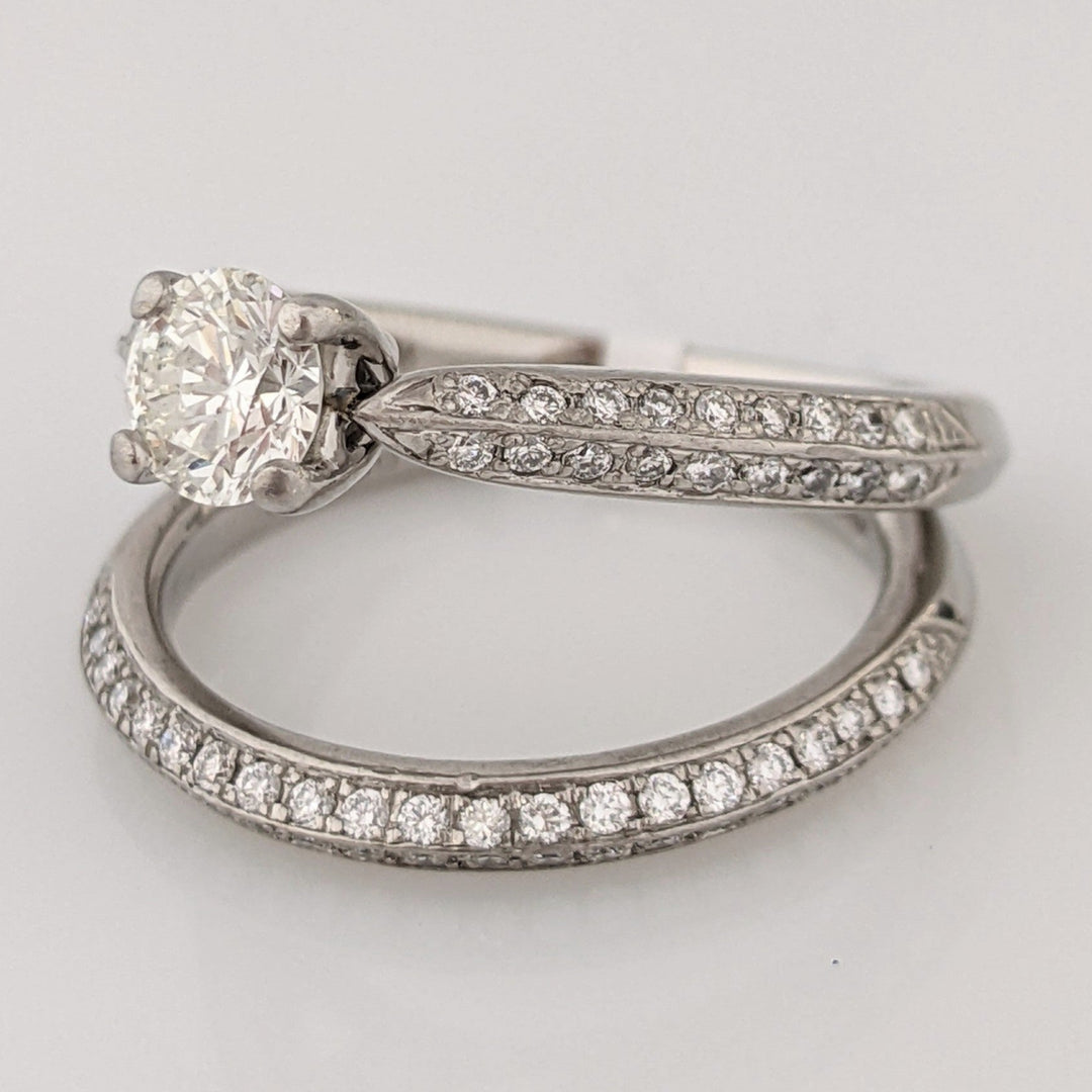 PALLADIUM .83 CARAT TOTAL WEIGHT I1 H DIAMOND ROUND (81) ESTATE RING/BAND SET 5.9 GRAMS