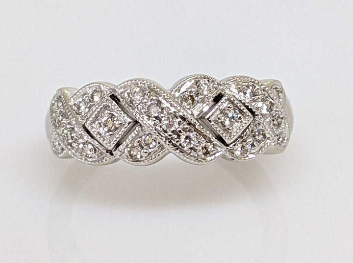 14KW .25 CARAT TOTAL WEIGHT DIAMOND ROUND (25) X-STYLE ESTATE RING 4.7 GRAMS