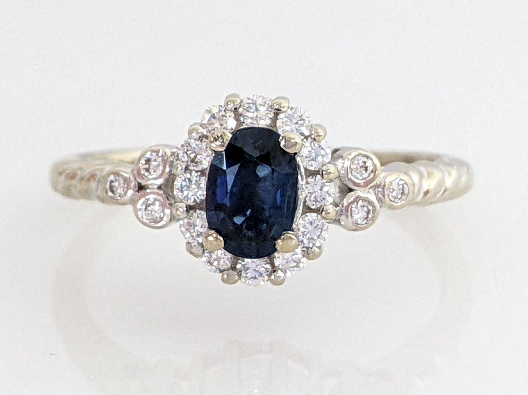 14KW SAPPHIRE "AA" OVAL WITH .30 DIAMOND TOTAL WEIGHT 2.9 GRAMS