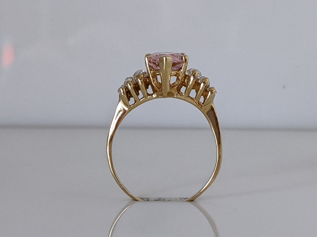 14K PINK ICE PEAR 8X12 WITH 6 MARQUISE CUBIC ZIRCONIA ESTATE RING 5.4 GRAMS