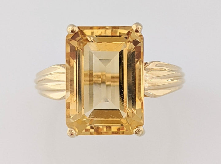 10K CITRINE EMERALD CUT 10X14 ESTATE RING 4.3 GRAMS