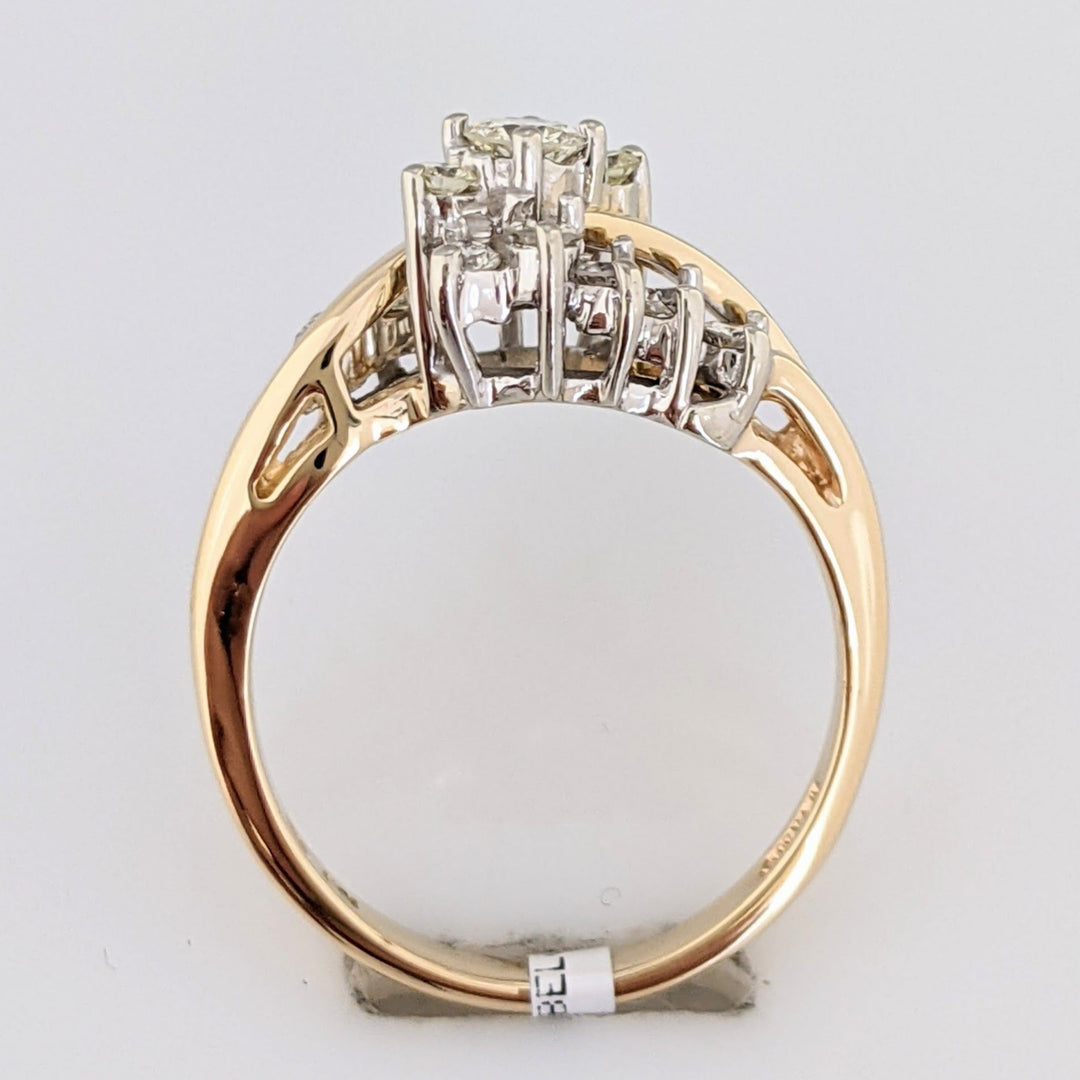 14K .50 CARAT TOTAL WEIGHT I1 H DIAMOND ROUND (13) BYPASS ESTATE RING 3.9 GRAMS