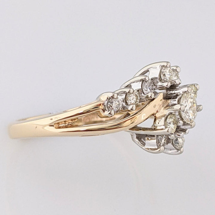 14K .50 CARAT TOTAL WEIGHT I1 H DIAMOND ROUND (13) BYPASS ESTATE RING 3.9 GRAMS