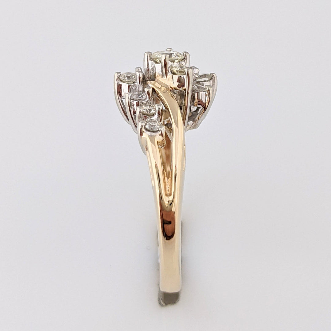 14K .50 CARAT TOTAL WEIGHT I1 H DIAMOND ROUND (13) BYPASS ESTATE RING 3.9 GRAMS