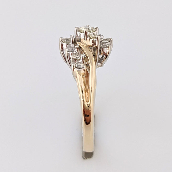 14K .50 CARAT TOTAL WEIGHT I1 H DIAMOND ROUND (13) BYPASS ESTATE RING 3.9 GRAMS