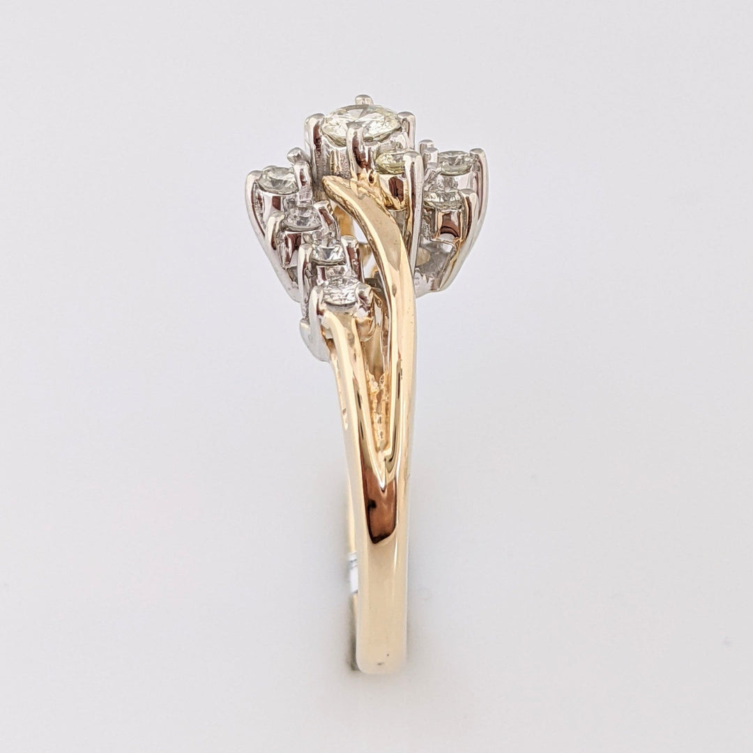 14K .50 CARAT TOTAL WEIGHT I1 H DIAMOND ROUND (13) BYPASS ESTATE RING 3.9 GRAMS