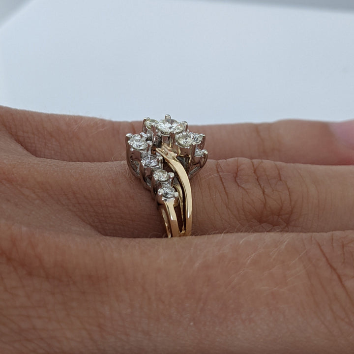 14K .50 CARAT TOTAL WEIGHT I1 H DIAMOND ROUND (13) BYPASS ESTATE RING 3.9 GRAMS