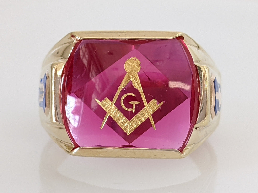 10K RED MASONIC ESTATE RING 7.3 GRAM RING