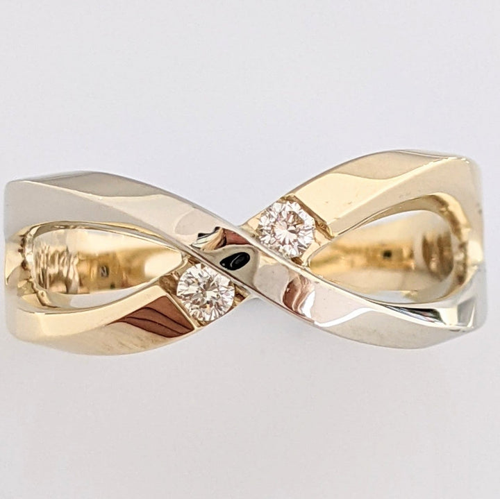 14K TWO- TONE FIGURE 8 WITH (2) MELEE ESTATE RING 4.2 GRAMS