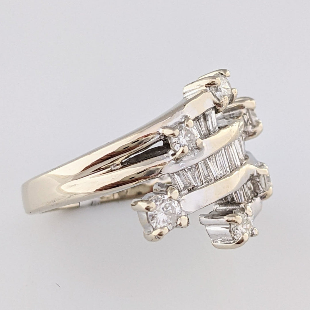 14K WHITE 1.00 CARAT TOTAL WEIGHT I1 H DIAMOND ROUND (6) BAGUETTE (18) ESTATE RING 6.6 GRAM