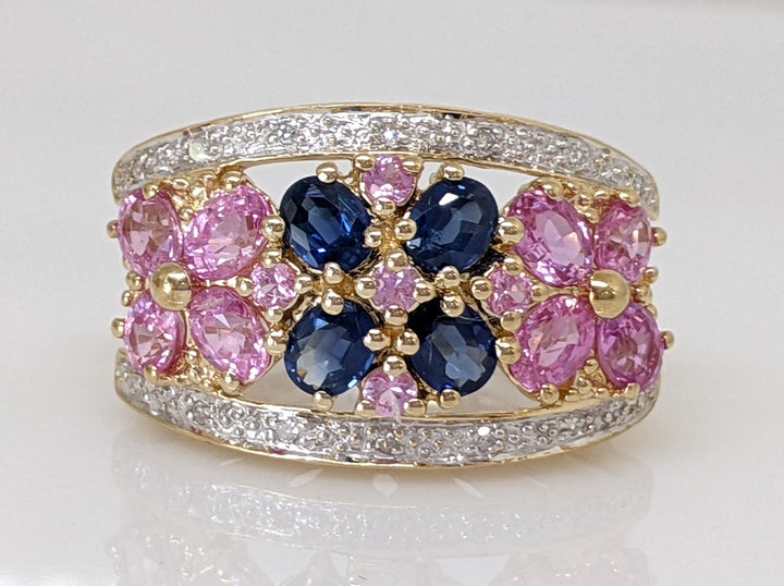 10K PINK/BLUE TOPAZ OVAL/ROUND WITH MELEE ESTATE RING 6.0 GRAMS