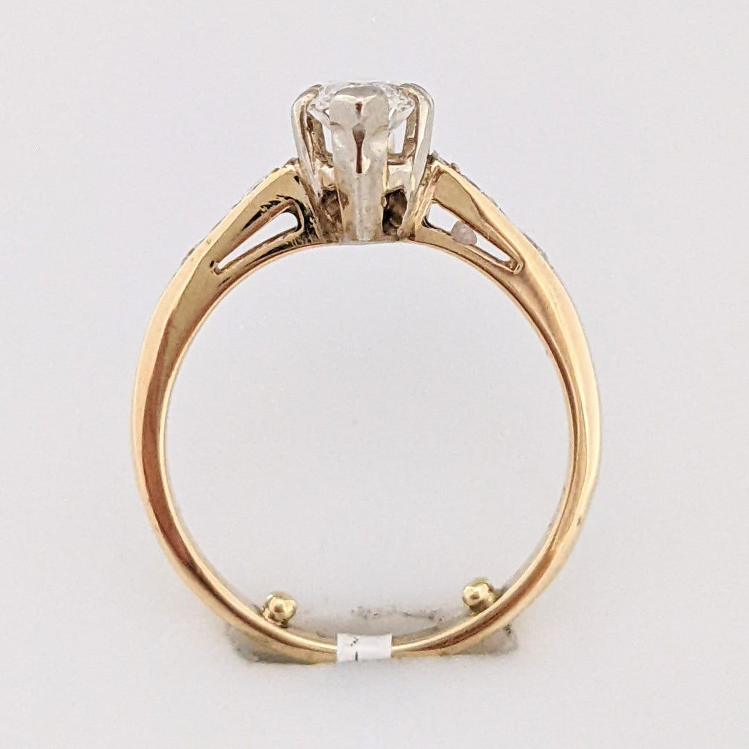 14K 1.02 CARAT TOTAL WEIGHT I1 H DIAMOND MARQUISE WITH (6) ROUND ESTATE RING 2.7 GRAMS