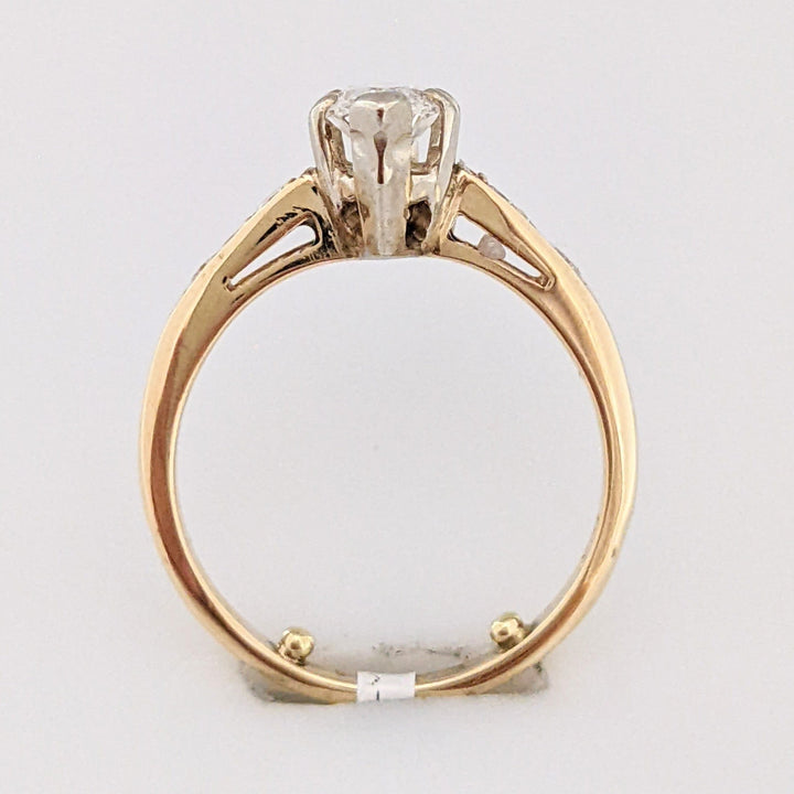 14K 1.02 CARAT TOTAL WEIGHT I1 H DIAMOND MARQUISE WITH (6) ROUND ESTATE RING 2.7 GRAMS