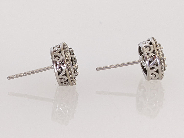 10K .53 CARAT TOTAL WEIGHT SI2 H DIAMOND ROUND (72) ESTATE EARRINGS WITH BACKS 2.1 GRAMS