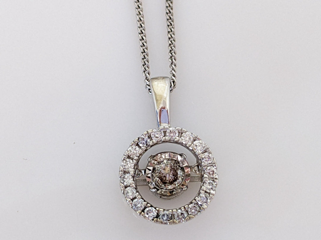 10KW .50 CARAT TOTAL WEIGHT I1 H DIAMOND ROUND (21) HEARTBEAT ESTATE PENDANT AND CHAIN 3.6 GRAMS