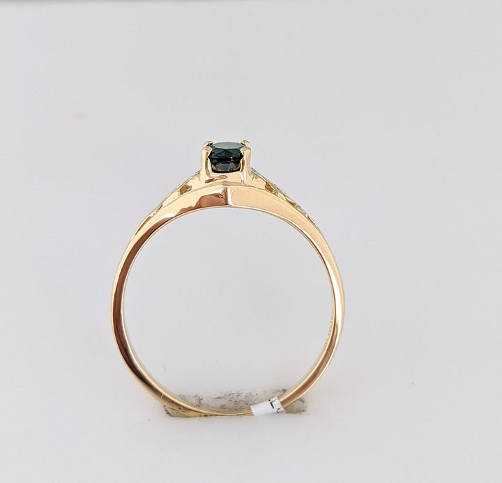 10K GREEN SPINEL OVAL 4X6 FILAGREE ESTATE RING 1.6 GRAMS