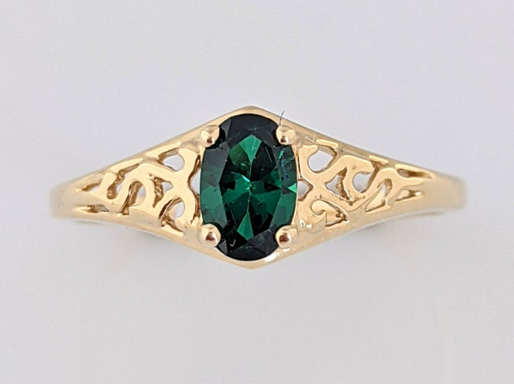 10K GREEN SPINEL OVAL 4X6 FILAGREE ESTATE RING 1.6 GRAMS