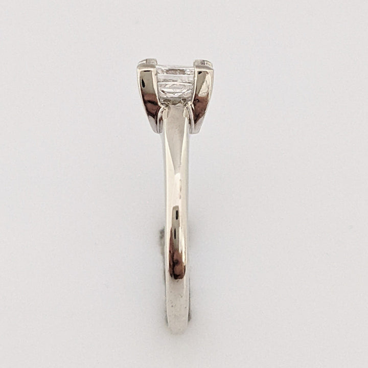 14K WHITE .71 CARAT TOTAL I1 E DIAMOND EMERALD CUT ESTATE RING 3.1 GRAMS