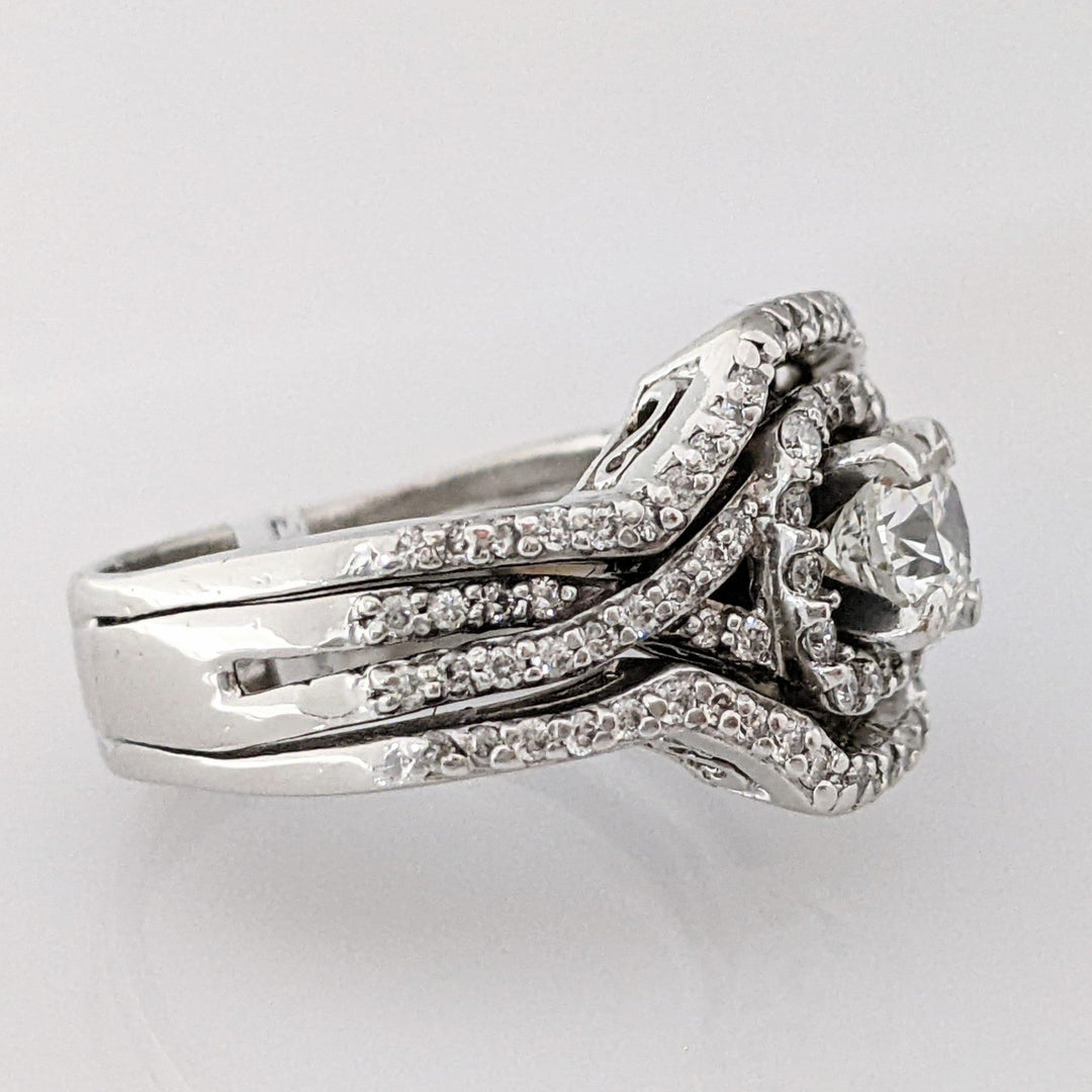 PLATINUM 1.52 CARAT TOTAL WEIGHT DIAMOND ROUND VVS2 G (97) HALO RING WITH JACKETS ESTATE SET 12.6 GRAMS