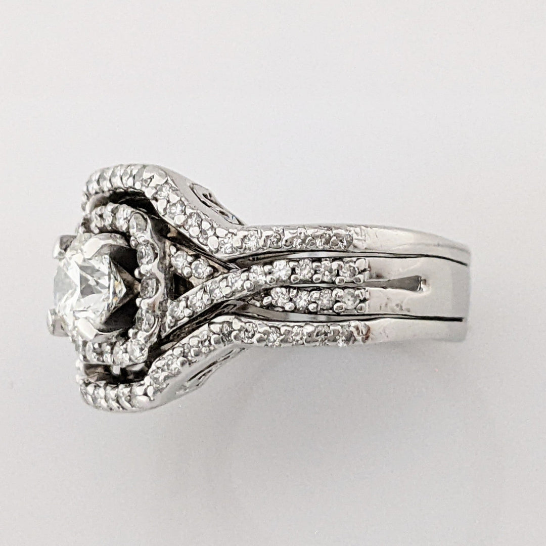 PLATINUM 1.52 CARAT TOTAL WEIGHT DIAMOND ROUND VVS2 G (97) HALO RING WITH JACKETS ESTATE SET 12.6 GRAMS