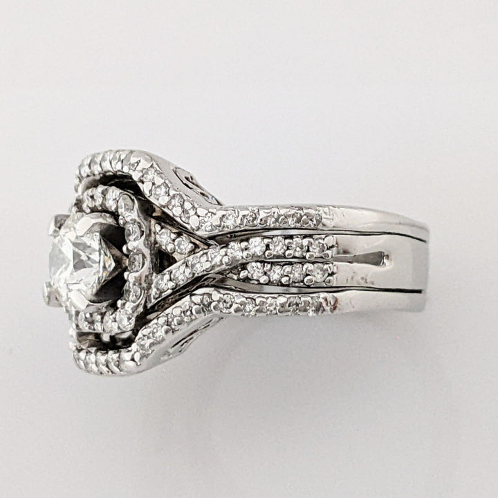 PLATINUM 1.52 CARAT TOTAL WEIGHT DIAMOND ROUND VVS2 G (97) HALO RING WITH JACKETS ESTATE SET 12.6 GRAMS