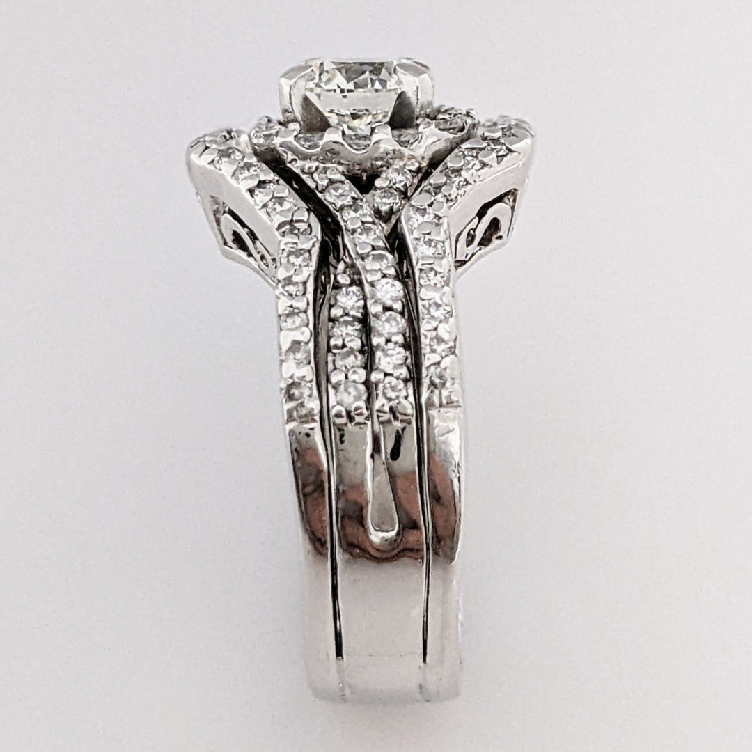 PLATINUM 1.52 CARAT TOTAL WEIGHT DIAMOND ROUND VVS2 G (97) HALO RING WITH JACKETS ESTATE SET 12.6 GRAMS