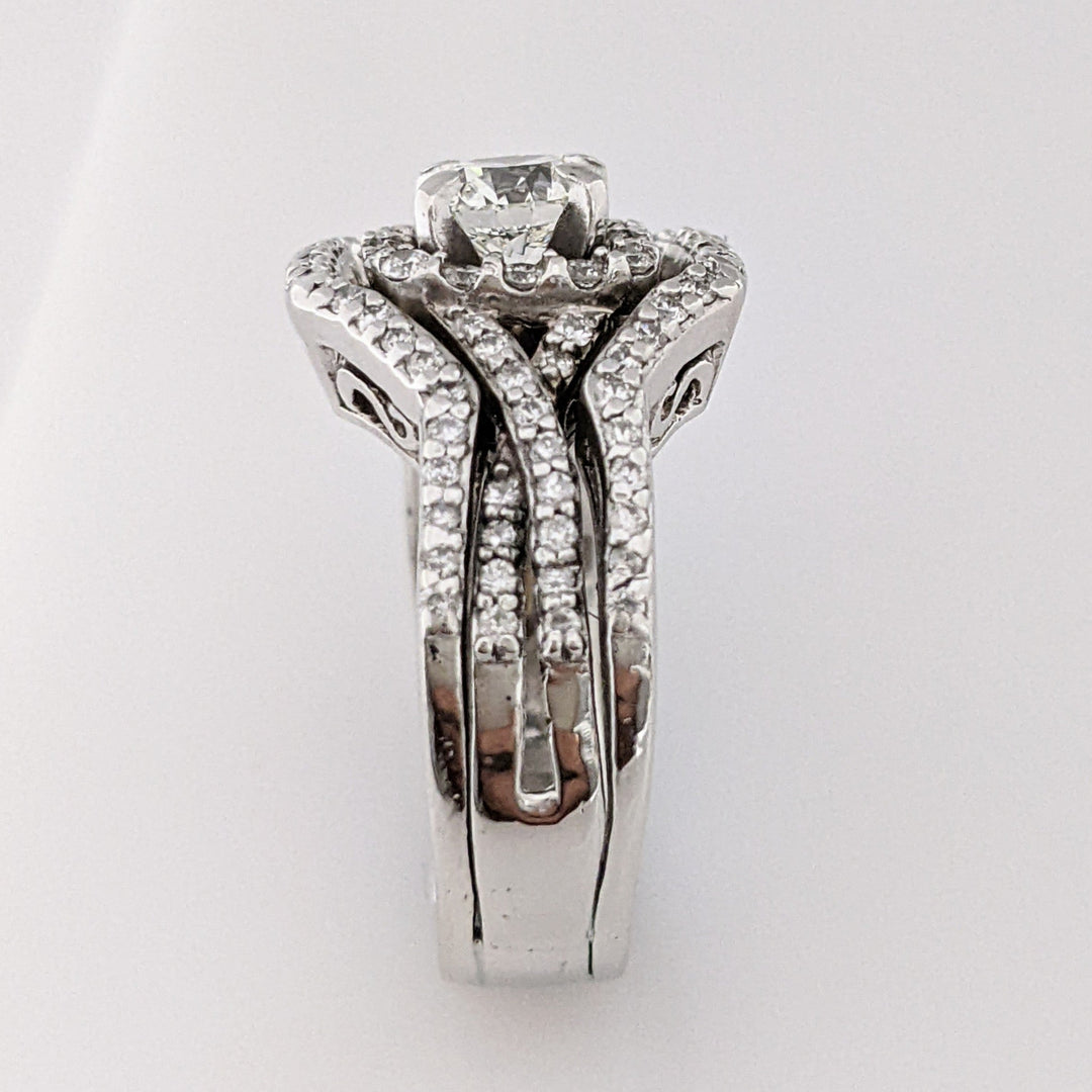 PLATINUM 1.52 CARAT TOTAL WEIGHT DIAMOND ROUND VVS2 G (97) HALO RING WITH JACKETS ESTATE SET 12.6 GRAMS