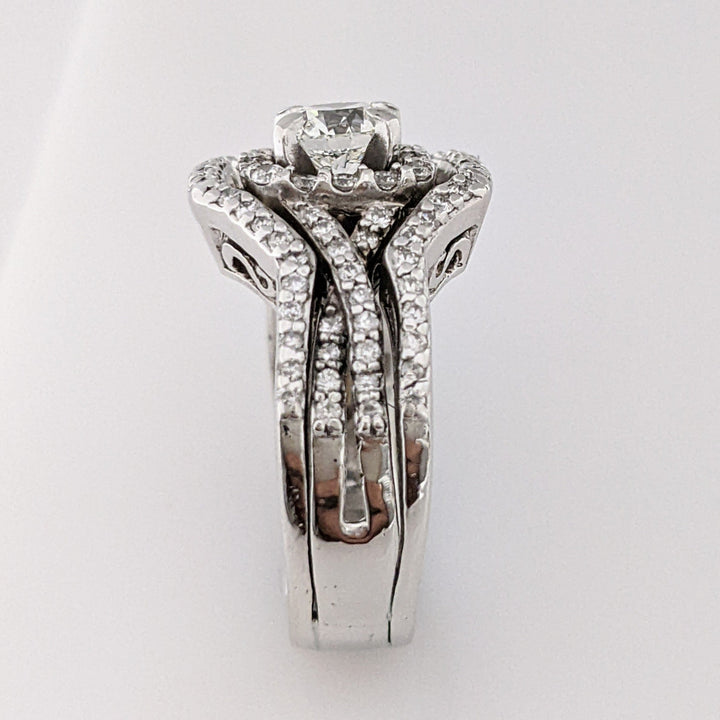 PLATINUM 1.52 CARAT TOTAL WEIGHT DIAMOND ROUND VVS2 G (97) HALO RING WITH JACKETS ESTATE SET 12.6 GRAMS