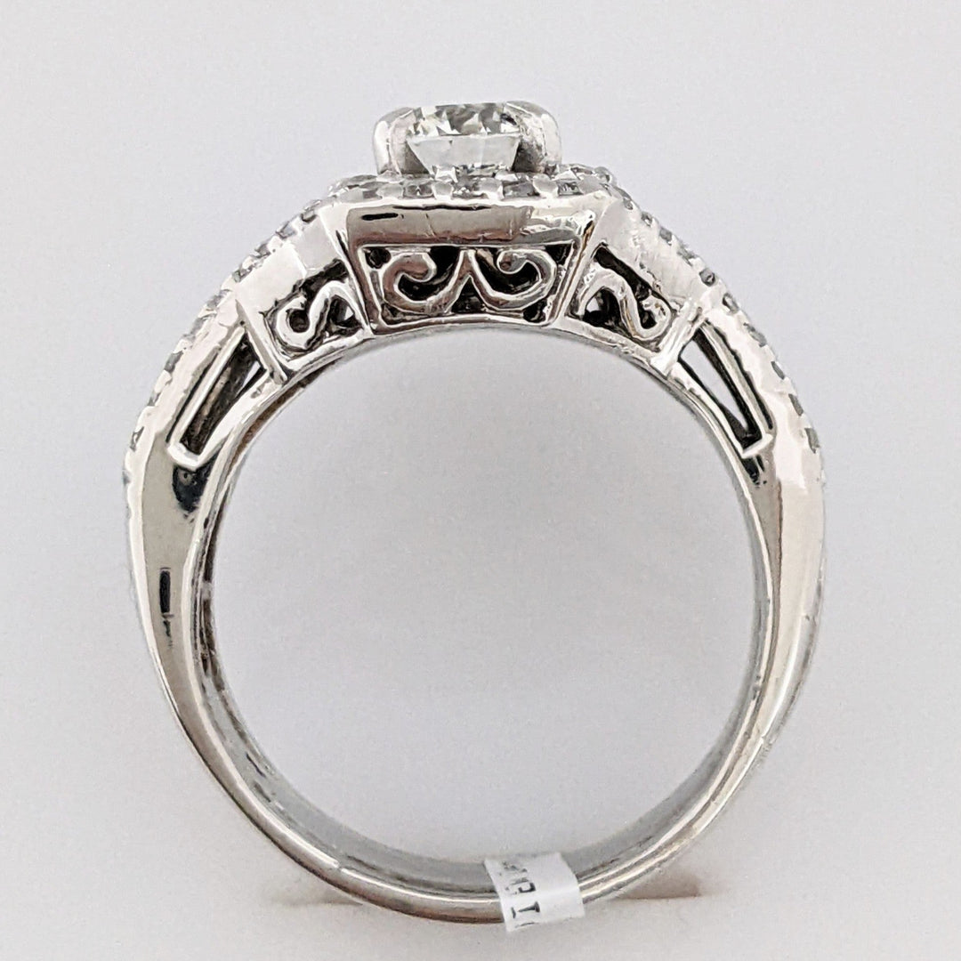 PLATINUM 1.52 CARAT TOTAL WEIGHT DIAMOND ROUND VVS2 G (97) HALO RING WITH JACKETS ESTATE SET 12.6 GRAMS